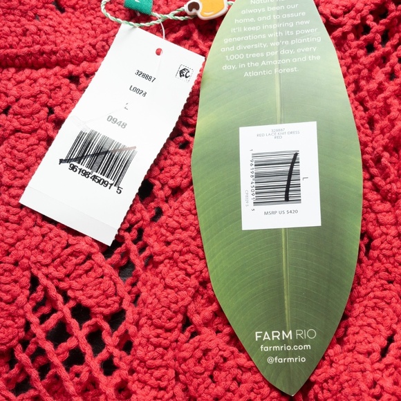 Farm Rio. Long Sleeve Lace Knit Midi Dress. - Picture 8 of 12